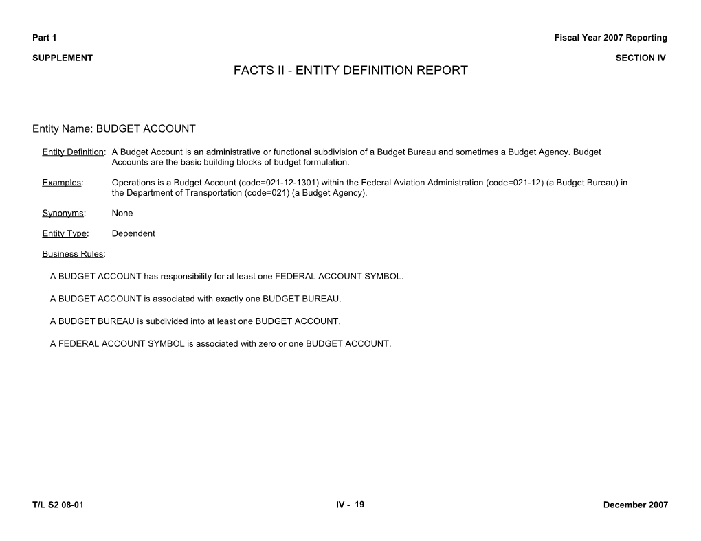 Part 1 Fiscal Year 2007 Reporting