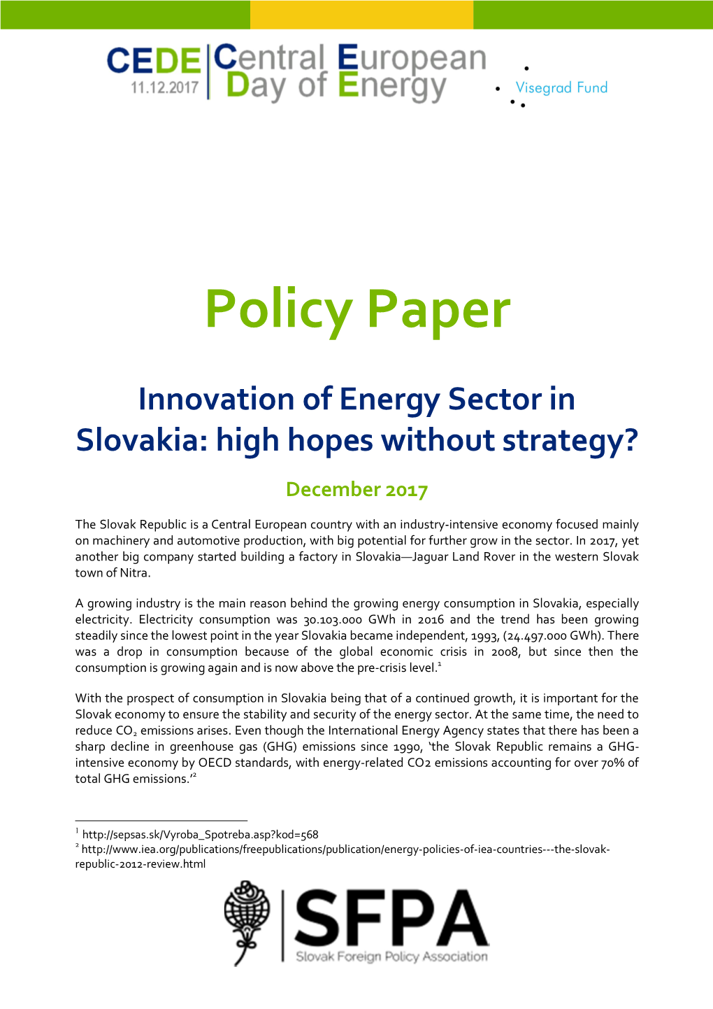 Policy Paper Innovation of Energy