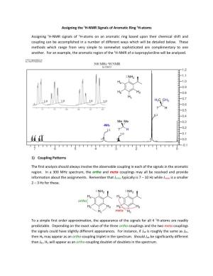Assigning the 1H-NMR Signals of Aromatic Ring 1H-Atoms Assigning