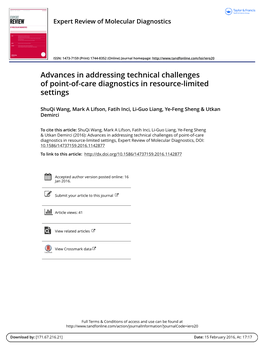 Advances in Addressing Technical Challenges of Point-Of-Care Diagnostics in Resource-Limited Settings