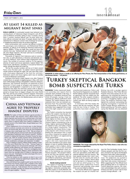 Turkey Skeptical Bangkok Bomb Suspects Are Turks