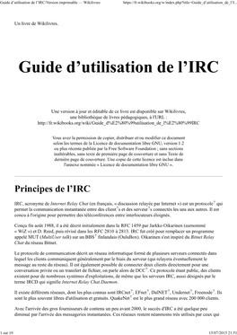 Guide D'utilisation De L'irc/Version Imprimable — Wikilivres