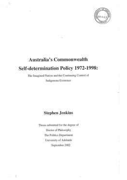 Australia's Commonwealth Self-Determination Policy 1972-1998