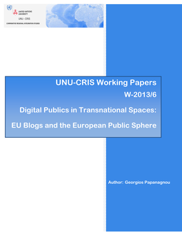 UNU-CRIS Working Papers