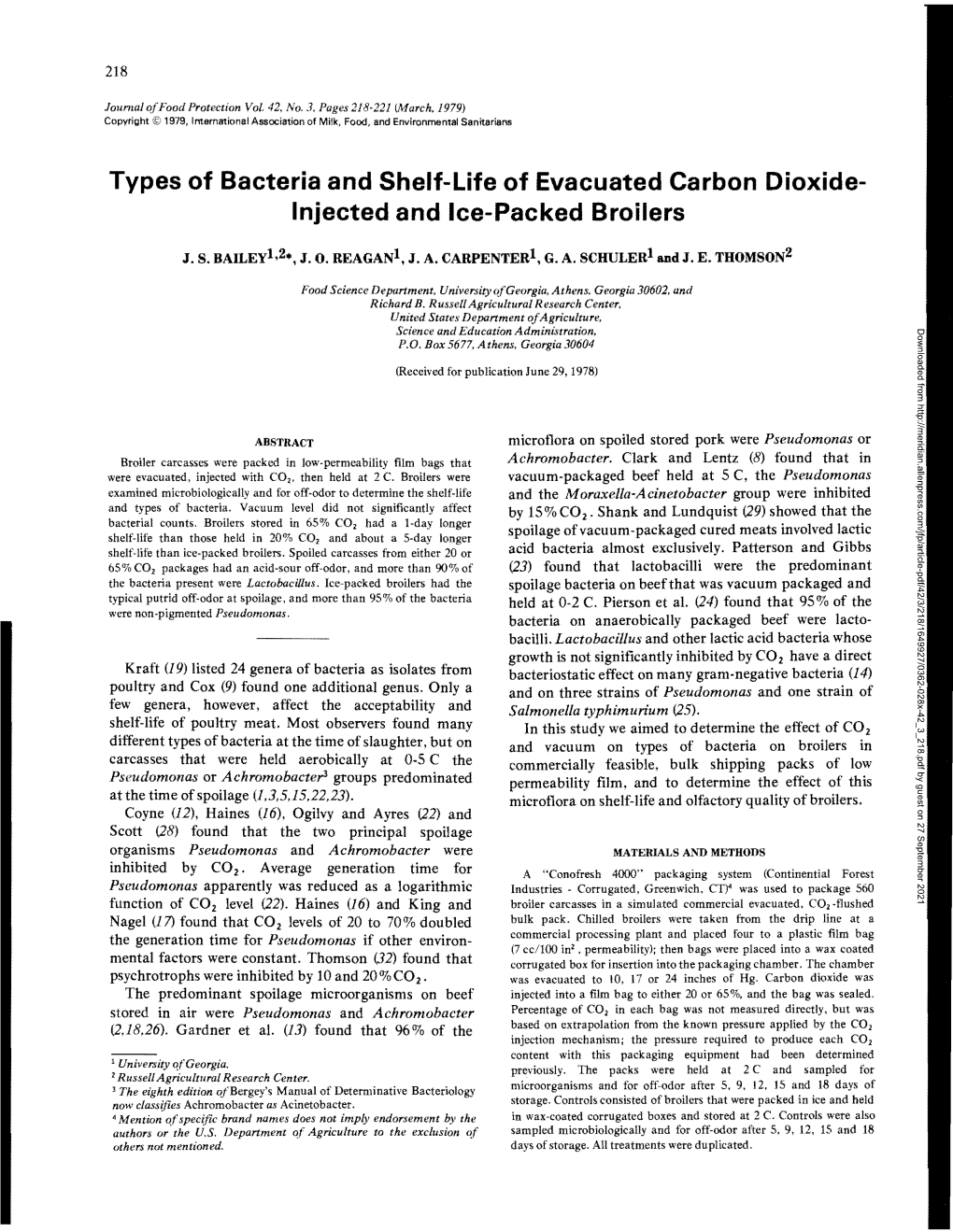 Types of Bacteria and Shelf-Life of Evacuated Carbon Dioxide Injected