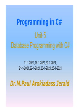 Unit-5 Database Programming with C