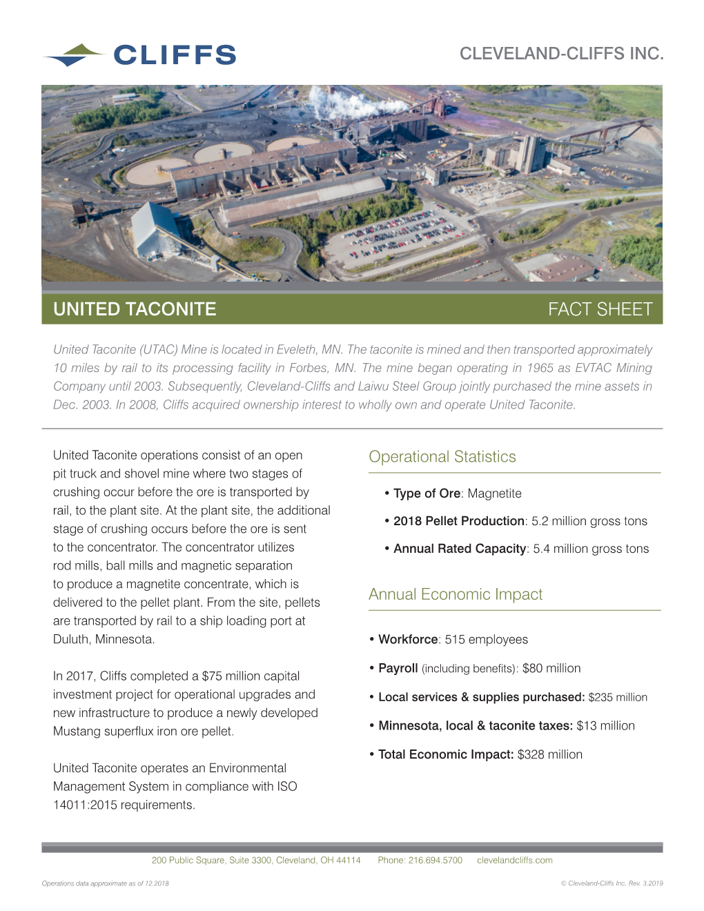 United Taconite Fact Sheet