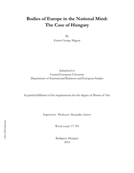 Bodies of Europe in the National Mind: the Case of Hungary