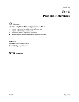 Unit 8 Pronoun References