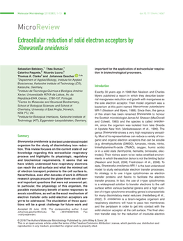 Extracellular Reduction of Solid Electron Acceptors by Shewanella Oneidensis