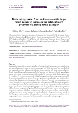 Genic Introgression from an Invasive Exotic Fungal Forest Pathogen Increases the Establishment Potential of a Sibling Native Pathogen