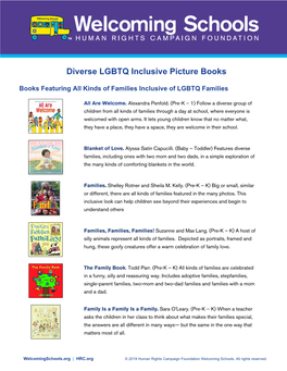 Diverse LGBTQ Inclusive Picture Books