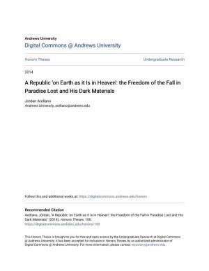 A Republic 'On Earth As It Is in Heaven': the Freedom of the Fall in Paradise Lost and His Dark Materials