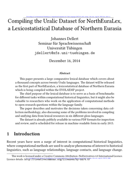 Compiling the Uralic Dataset for Northeuralex, a Lexicostatistical Database of Northern Eurasia
