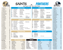 Saints Offense Panthers Offense Saints Defense