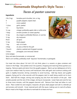 Tacos Al Pastor Caseros Ingredients