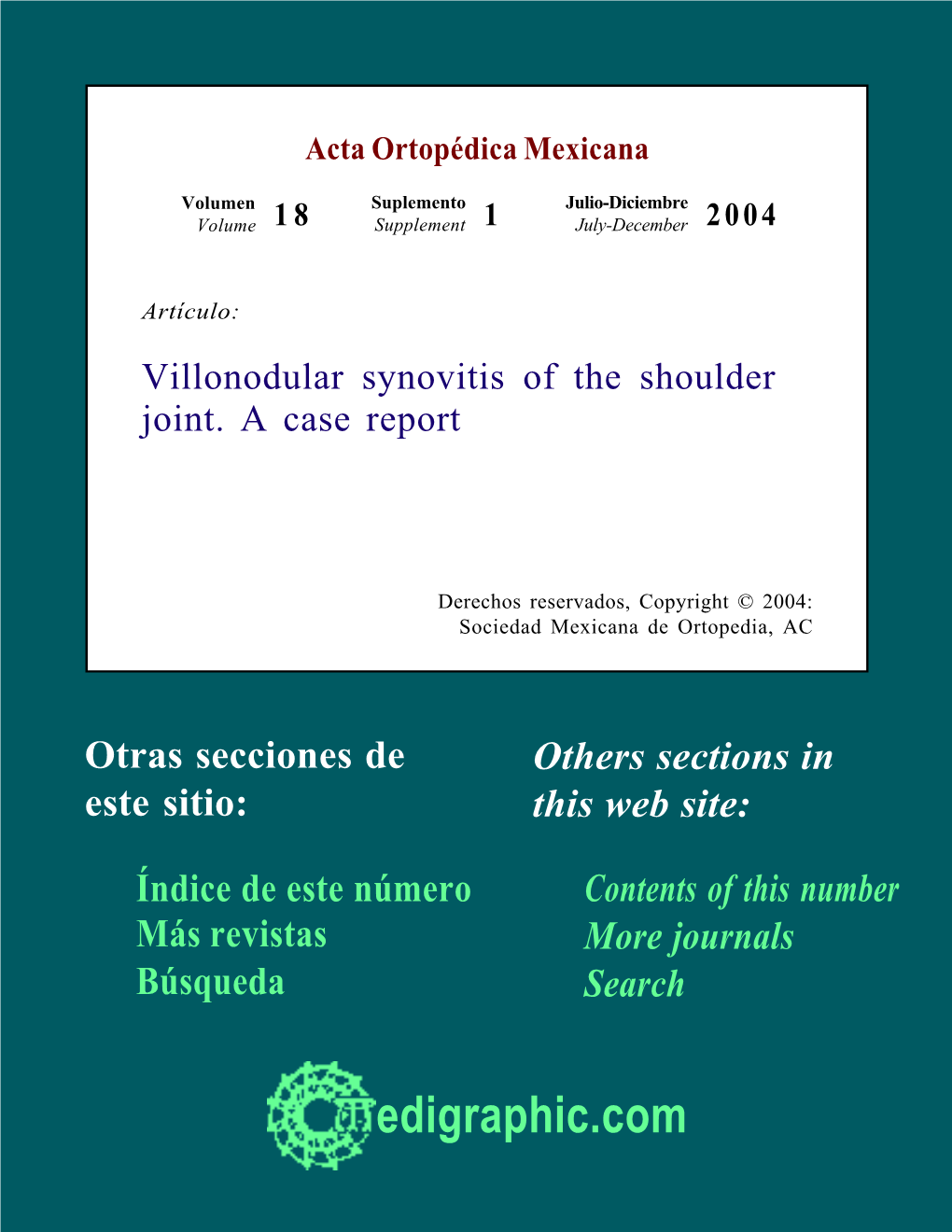 Villonodular Synovitis of the Shoulder Joint. a Case Report