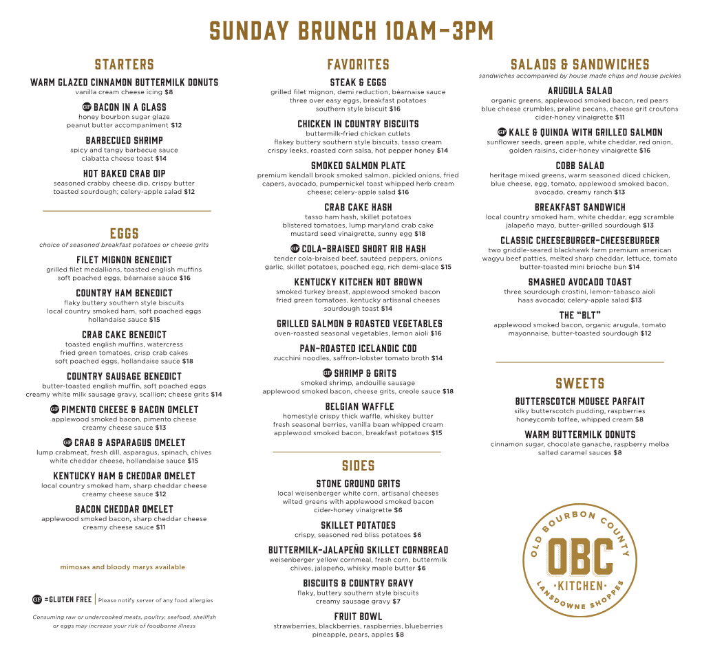 Sunday Brunch 10Am-3Pm