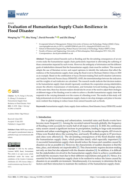 Evaluation of Humanitarian Supply Chain Resilience in Flood Disaster