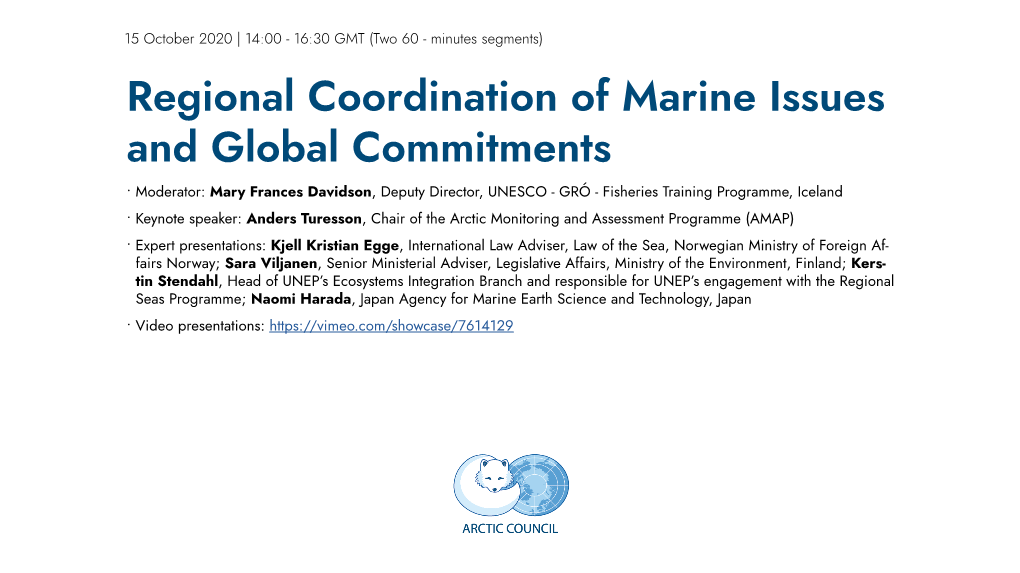 Regional Coordination of Marine Issues And