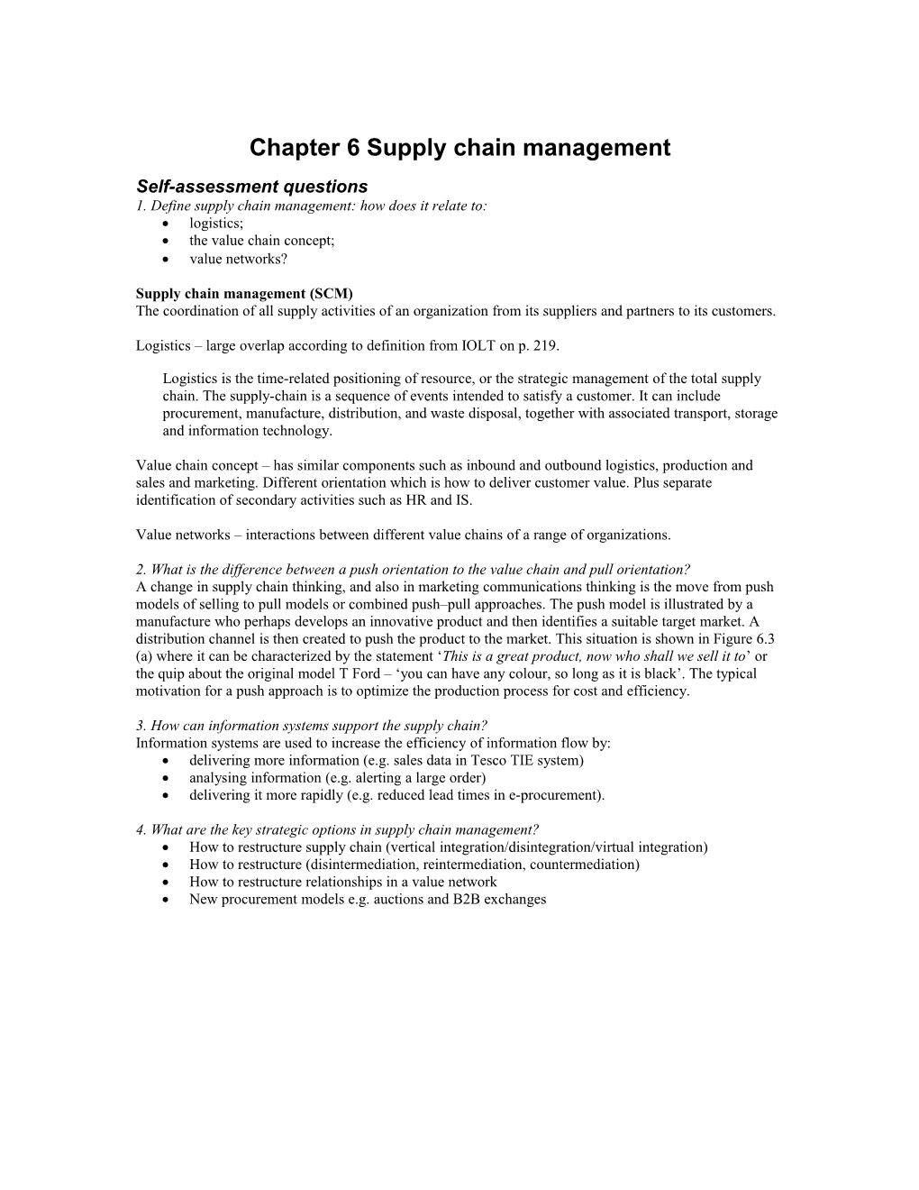 Chapter 6 Supply Chain Management