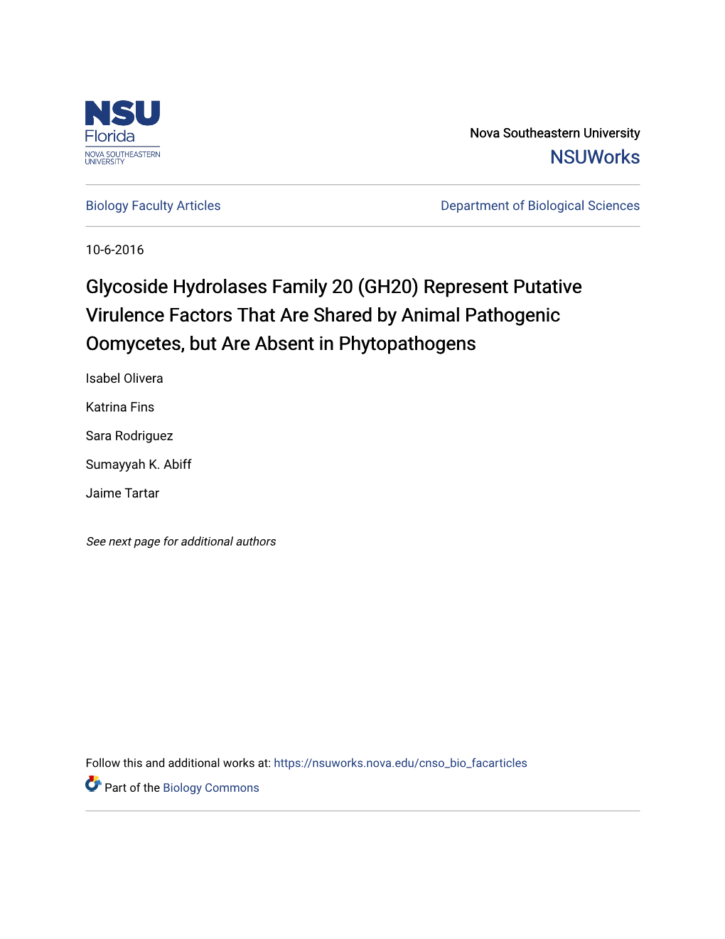 Represent Putative Virulence Factors That Are Shared by Animal Pathogenic Oomycetes, but Are Absent in Phytopathogens