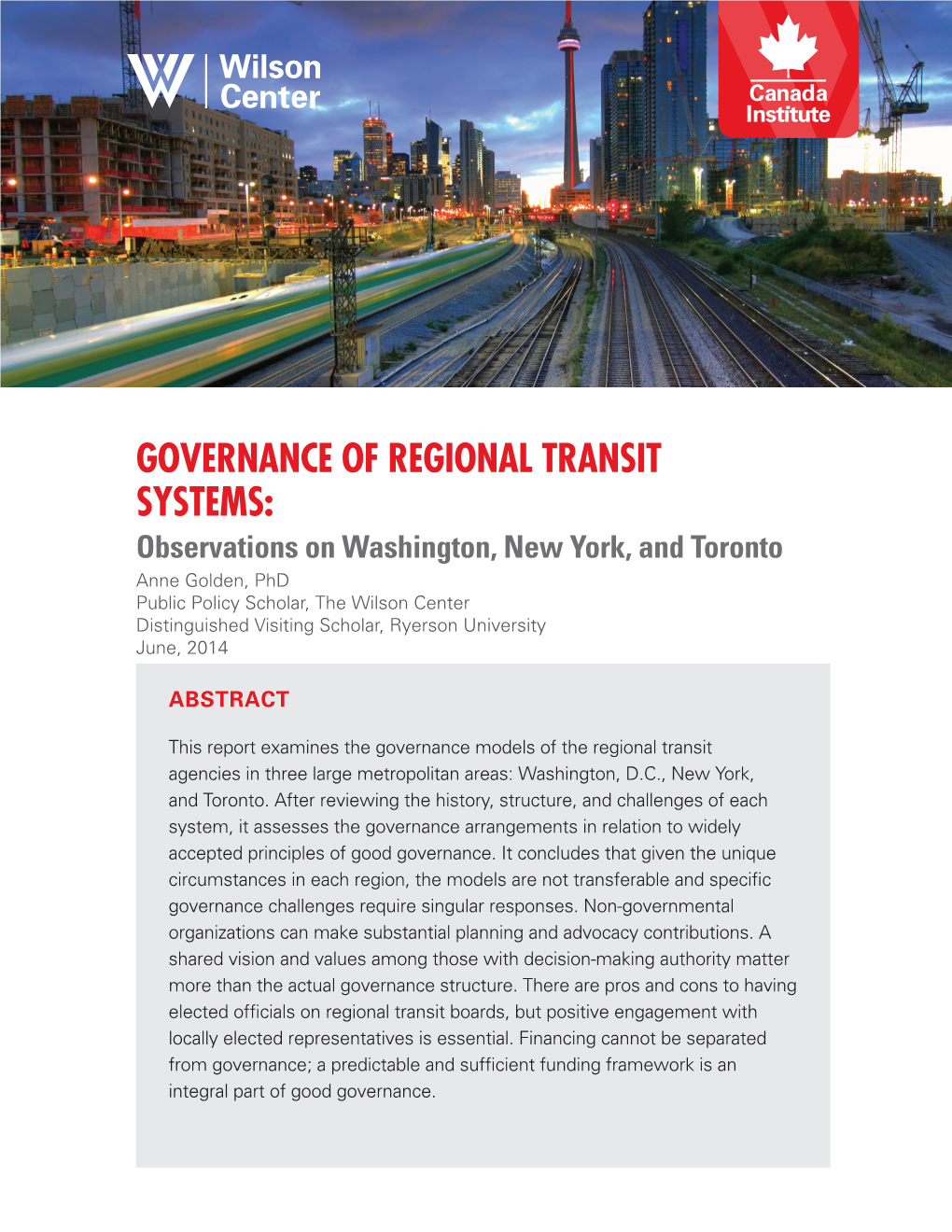 Governance of Regional Transit Systems