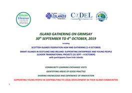 ISLAND GATHERING on GRIMSAY 30Th SEPTEMBER to 4Th OCTOBER, 2019