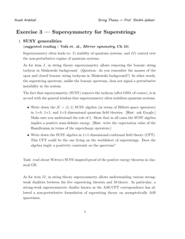 Exercise 3 — Supersymmetry for Superstrings