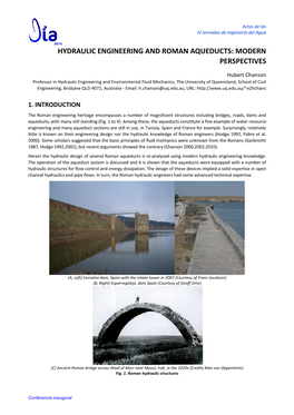 Hydraulic Engineering and Roman Aqueducts: Modern Perspectives