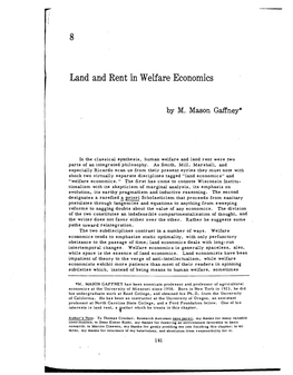 Land and Rent in Welfare Economics