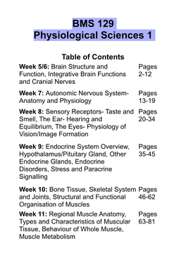 BMS 129 Physiological Sciences 1