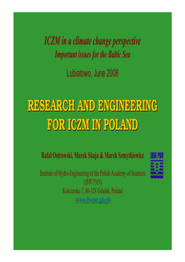 Research and Engineering for Iczm in Poland