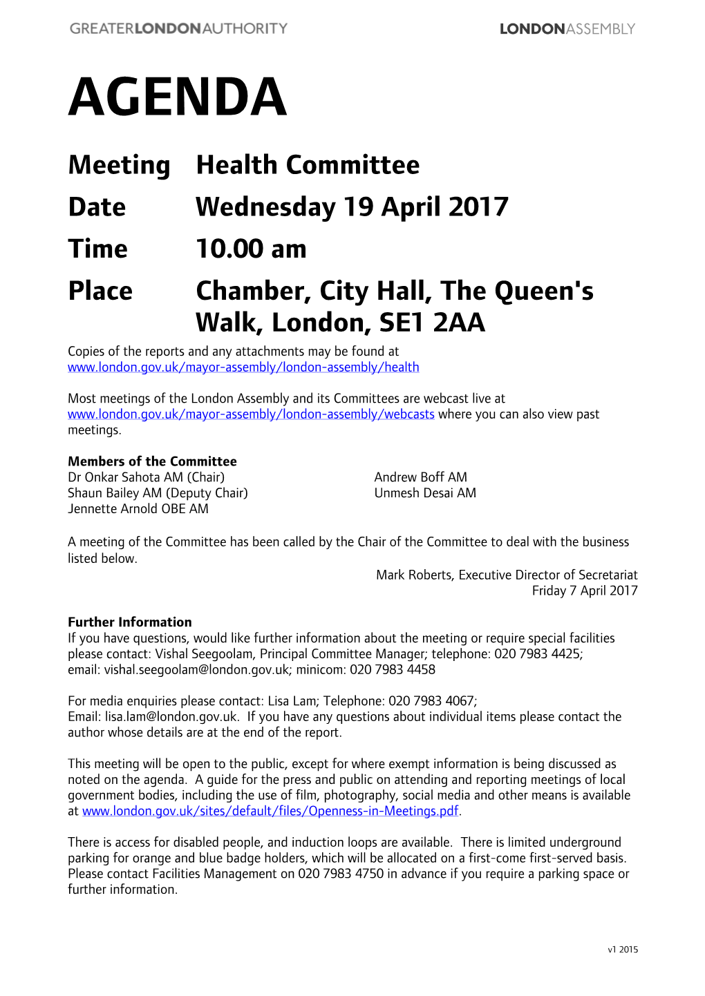 (Public Pack)Agenda Document for Health Committee, 19/04/2017 10:00