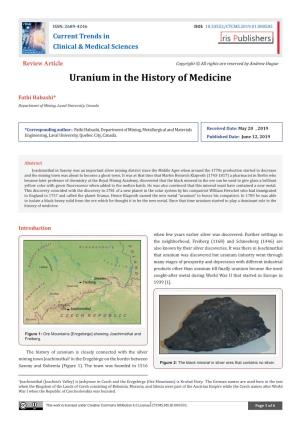 Uranium in the History of Medicine