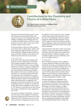 Contributions to the Chemistry and Physics of Cotton Fibers