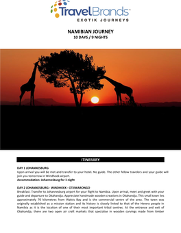 Namibian Journey 10 Days / 9 Nights