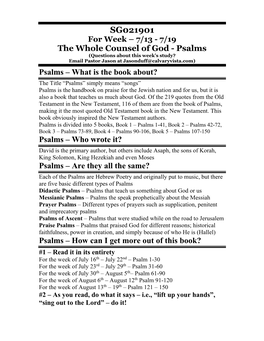 The Didactic Psalms – Psalm 1 & 23