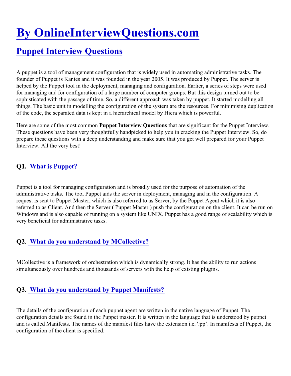 Puppet Interview Questions