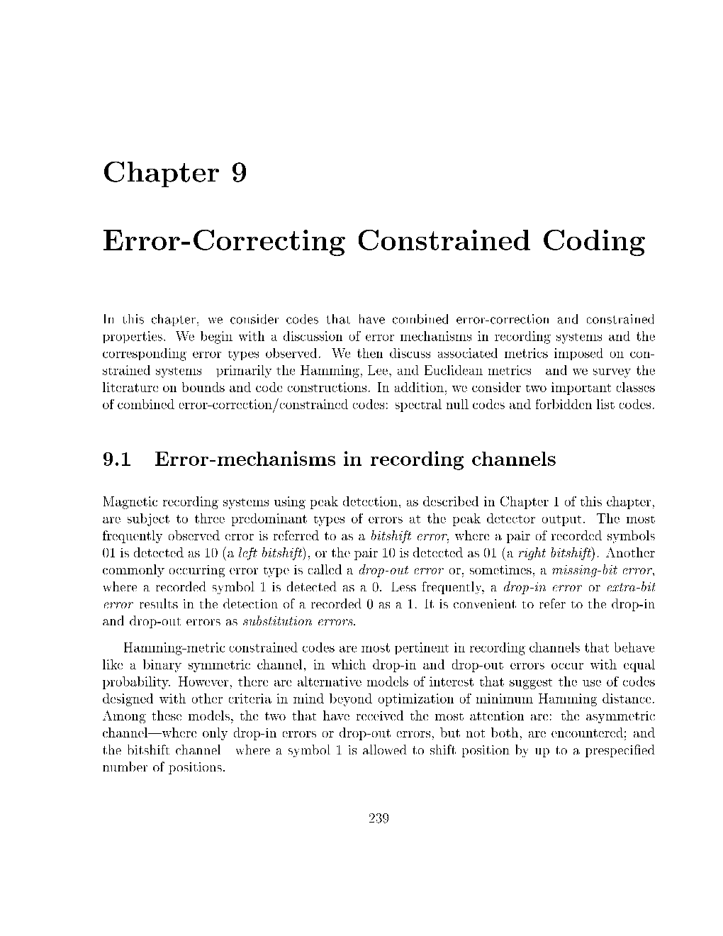 Chapter 9 Error-Correcting Constrained Coding