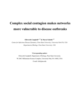 Complex Social Contagion Makes Networks More Vulnerable to Disease Outbreaks