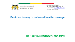 Benin on Its Way to Universal Health Coverage