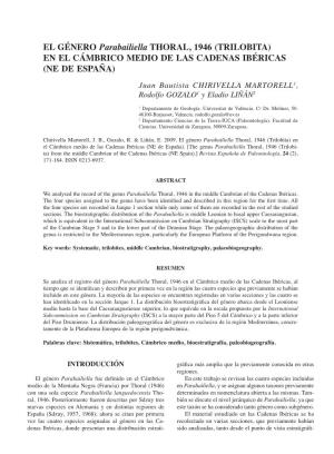 Trilobita) En El Cámbrico Medio De Las Cadenas Ibéricas (Ne De España)