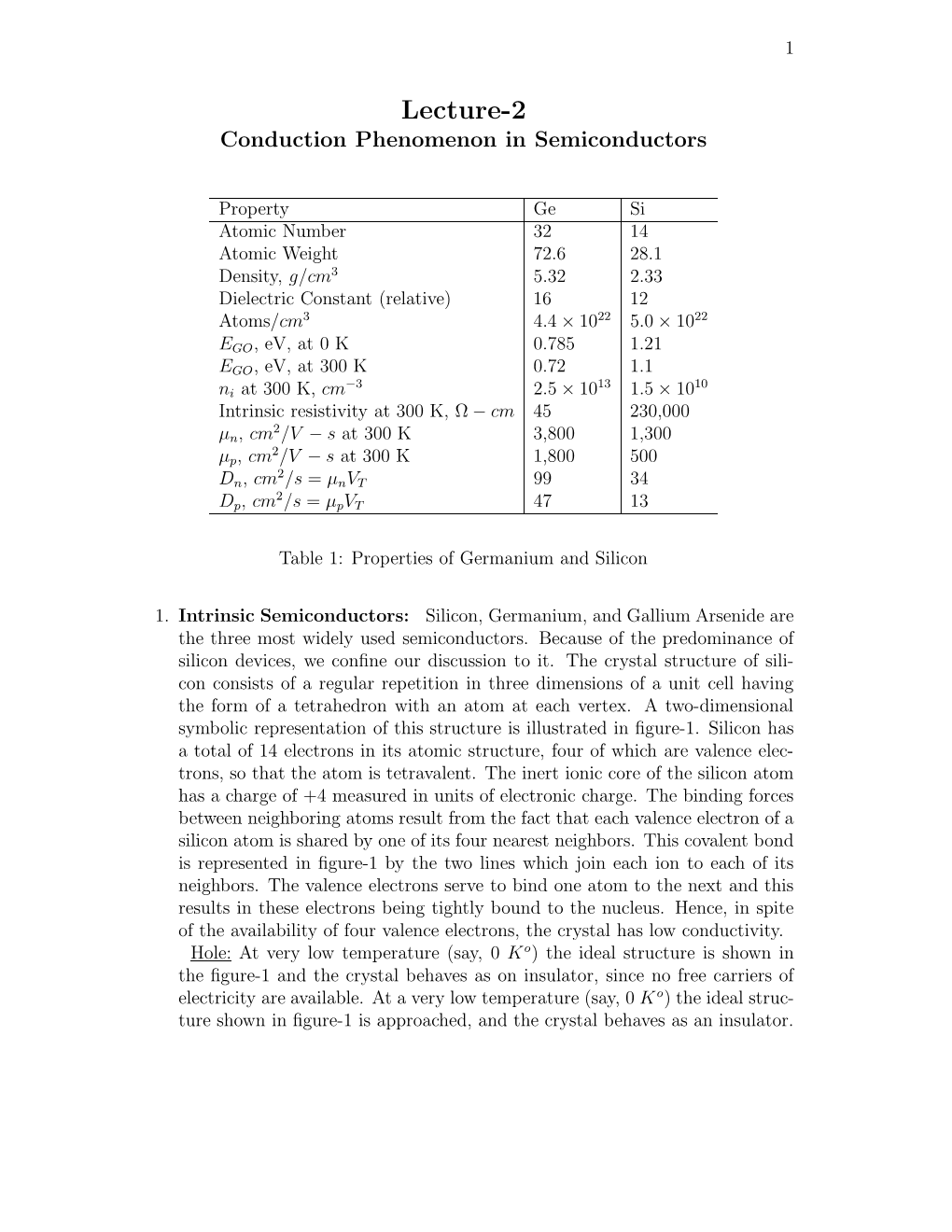 Lecture-2 Conduction Phenomenon in Semiconductors
