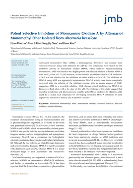 Potent Selective Inhibition of Monoamine Oxidase a By