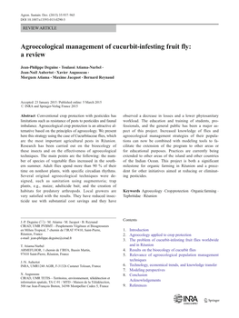 Agroecological Management of Cucurbit-Infesting Fruit Fly: a Review