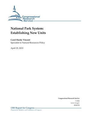 National Park System: Establishing New Units