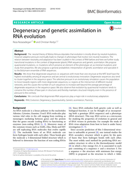 Degeneracy and Genetic Assimilation in RNA Evolution Reza Rezazadegan1* and Christian Reidys1,2
