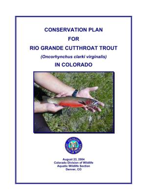 Conservation Plan for Rio Grande Cutthroat Trout In