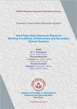 Tamil Nadu State Research Report on Working Conditions of Elementary and Secondary School Teachers